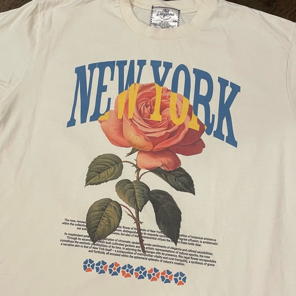 New Sz L Kid Dangerous New York Rose Antique White Tee - Picture 3 of 6